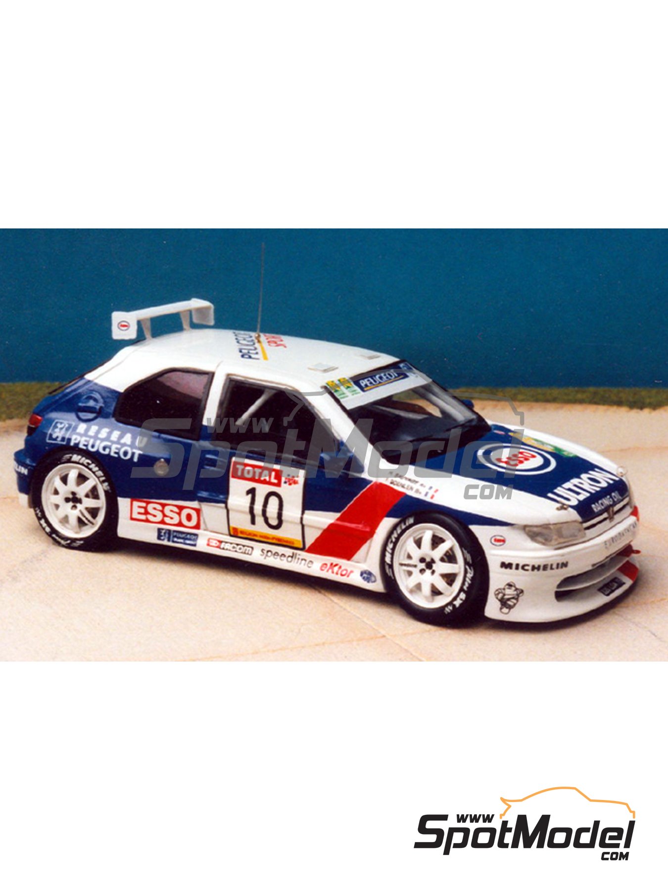 Peugeot 306 Maxi Kit Car sponsored by Esso Ultron - Rouergue Rally 1995.  Car scale model kit in 1/43 scale manufactured by Renaissance Models (ref.  01